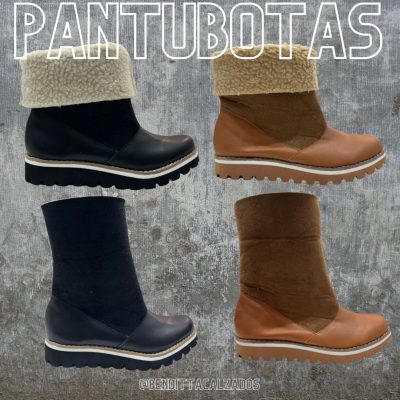 Pantubotas corderito suela Negro