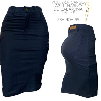 Pollera Cargo azul marino de gabardina