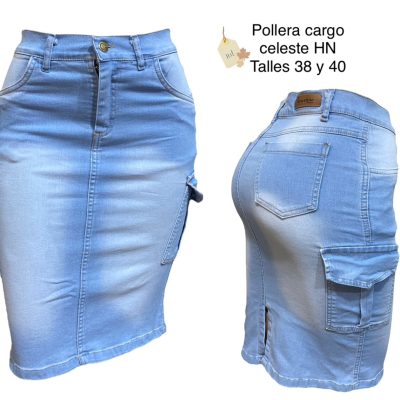 Pollera Cargo celeste