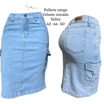 Pollera Cargo celeste nevado